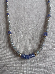 Labradorite and Tanzanite Necklace: 14k Gold Filled, Gemstone Boho Jewelry
