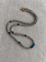 Labradorite and Swiss Blue Topaz Necklace : 14k Gold Filled, 17" Gemstone Necklace