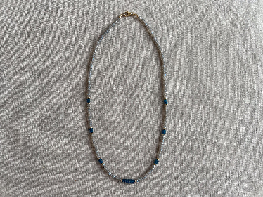 Labradorite and Swiss Blue Topaz Necklace : 14k Gold Filled, 17" Gemstone Necklace