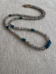 Labradorite and Swiss Blue Topaz Necklace : 14k Gold Filled, 17" Gemstone Necklace