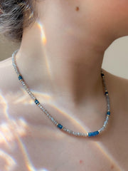 Labradorite and Swiss Blue Topaz Necklace : 14k Gold Filled, 17" Gemstone Necklace