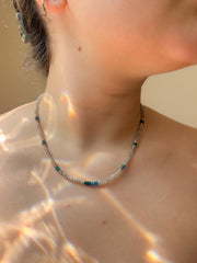 Labradorite and Swiss Blue Topaz Necklace : 14k Gold Filled, 17" Gemstone Necklace
