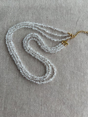 Herkimer Diamond Triple Strand Necklace: April Birthstone, 14k Gold Filled Clasp