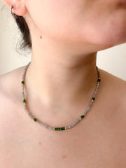 Labradorite and Chrome Diopside Necklace: 14k Gold Filled, Layering Necklace
