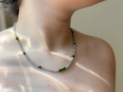 Labradorite and Chrome Diopside Necklace: 14k Gold Filled, Layering Necklace