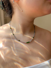 Labradorite and Chrome Diopside Necklace: 14k Gold Filled, Layering Necklace