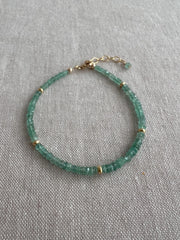 Dainty Emerald Bracelet: 14k Gold Accents, Boho Stacking Jewelry, Minimalist