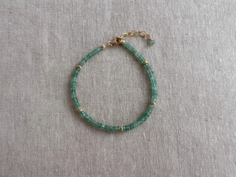 Dainty Emerald Bracelet: 14k Gold Accents, Boho Stacking Jewelry, Minimalist