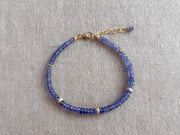 Tanzanite Bracelet: 14k Gold Filled Accents, Dainty Gemstone Boho Jewelry