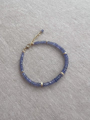 Tanzanite Bracelet: 14k Gold Filled Accents, Dainty Gemstone Boho Jewelry