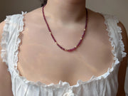 Rhodolite Garnet Necklace: 14k Gold Accents, Hand Knotted Gemstone Necklace
