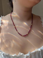 Rhodolite Garnet Necklace: 14k Gold Accents, Hand Knotted Gemstone Necklace