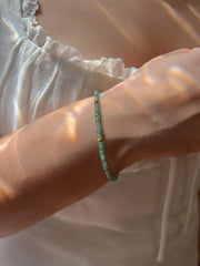 Dainty Emerald Bracelet: 14k Gold Accents, Boho Stacking Jewelry, Minimalist