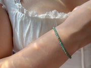 Dainty Emerald Bracelet: 14k Gold Accents, Boho Stacking Jewelry, Minimalist