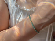 Dainty Emerald Bracelet: 14k Gold Accents, Boho Stacking Jewelry, Minimalist