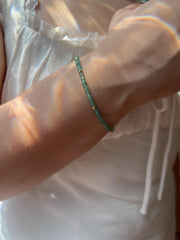 Dainty Emerald Bracelet: 14k Gold Accents, Boho Stacking Jewelry, Minimalist