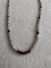 Labradorite and Garnet Necklace: 14k Gold Filled, Boho Layering