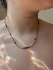 Labradorite and Garnet Necklace: 14k Gold Filled, Boho Layering