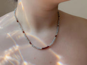 Labradorite and Garnet Necklace: 14k Gold Filled, Boho Layering