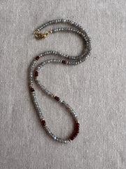 Labradorite and Garnet Necklace: 14k Gold Filled, Boho Layering