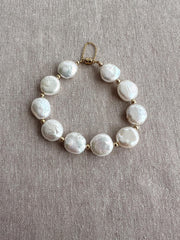 Coin Pearl Bracelet: Freshwater Pearls, 14k Gold Filled Accents, Handmade