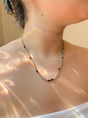 Labradorite and Black Spinel Necklace: 14k Gold Filled, Gemstone Layering