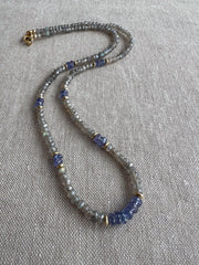 Labradorite and Tanzanite Necklace: 14k Gold Filled, Gemstone Boho Jewelry