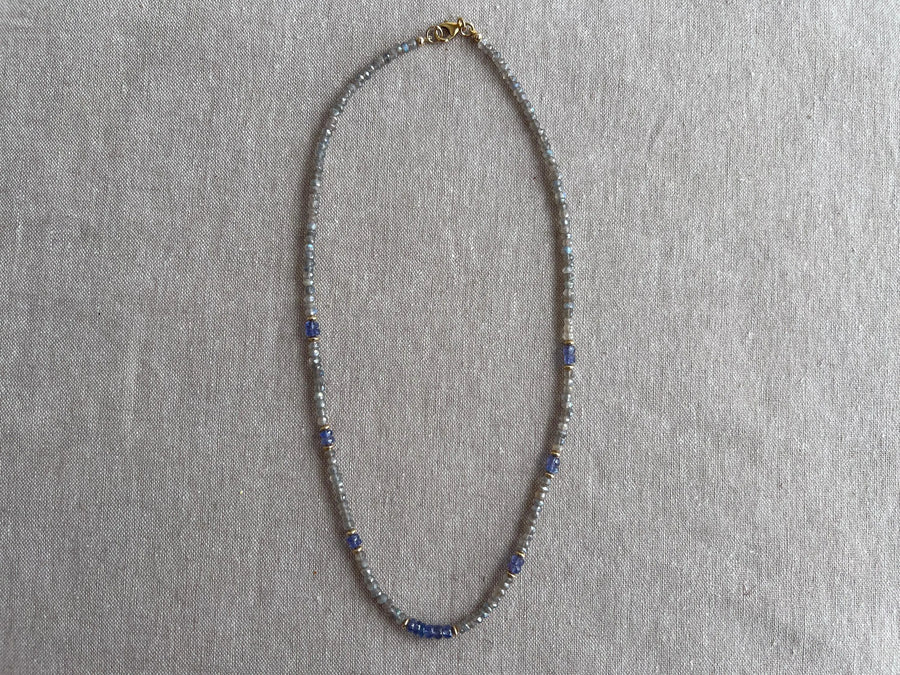 Labradorite and Tanzanite Necklace: 14k Gold Filled, Gemstone Boho Jewelry