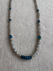 Labradorite and Swiss Blue Topaz Necklace : 14k Gold Filled, 17" Gemstone Necklace