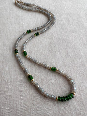 Labradorite and Chrome Diopside Necklace: 14k Gold Filled, Layering Necklace