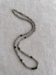 Labradorite and Chrome Diopside Necklace: 14k Gold Filled, Layering Necklace