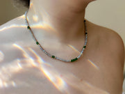 Labradorite and Chrome Diopside Necklace: 14k Gold Filled, Layering Necklace