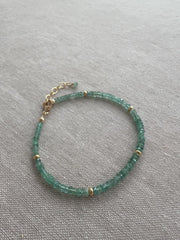 Dainty Emerald Bracelet: 14k Gold Accents, Boho Stacking Jewelry, Minimalist