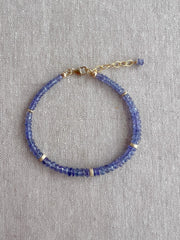 Tanzanite Bracelet: 14k Gold Filled Accents, Dainty Gemstone Boho Jewelry