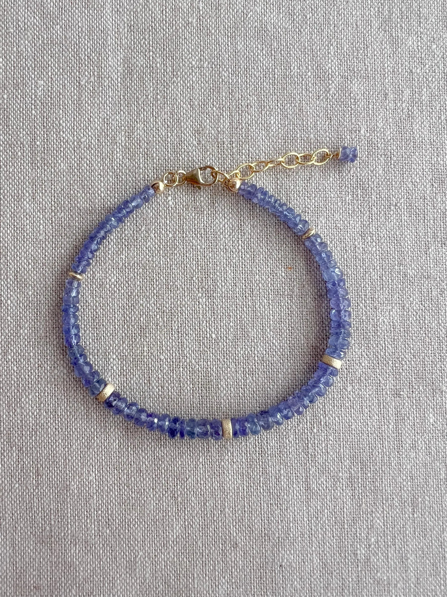 Tanzanite Bracelet: 14k Gold Filled Accents, Dainty Gemstone Boho Jewelry