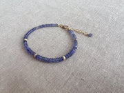 Tanzanite Bracelet: 14k Gold Filled Accents, Dainty Gemstone Boho Jewelry