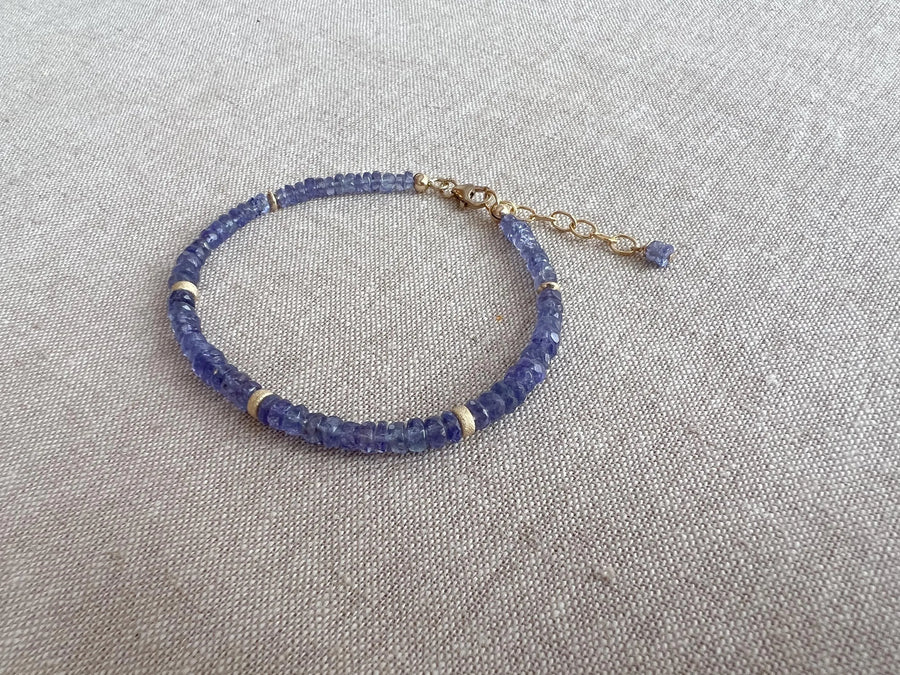 Tanzanite Bracelet: 14k Gold Filled Accents, Dainty Gemstone Boho Jewelry
