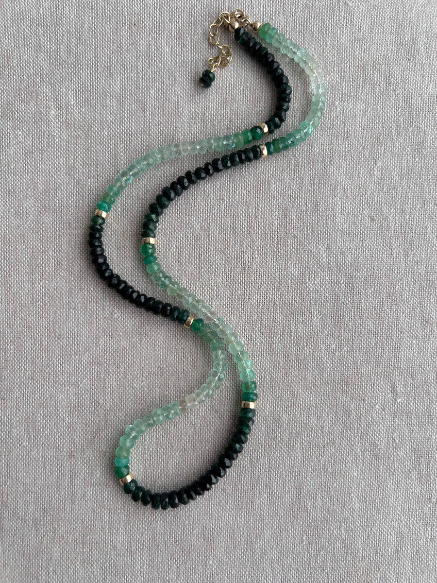 Emerald Ombre Necklace, May Birthstone, Timeless Boho Style Necklace