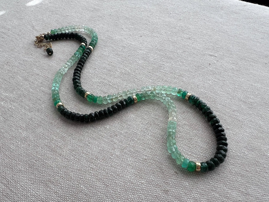 Emerald Ombre Necklace, May Birthstone, Timeless Boho Style Necklace