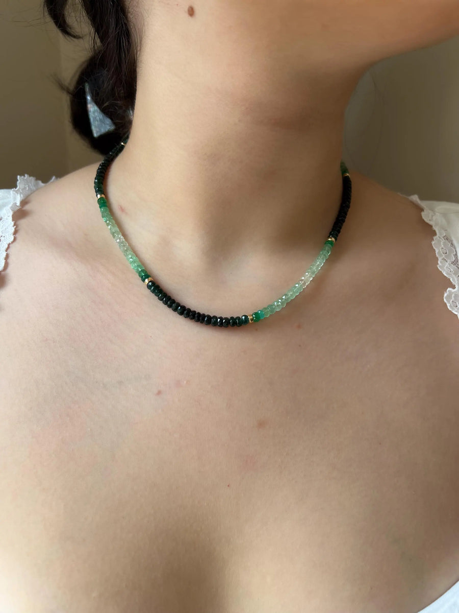 Emerald Ombre Necklace, May Birthstone, Timeless Boho Style Necklace