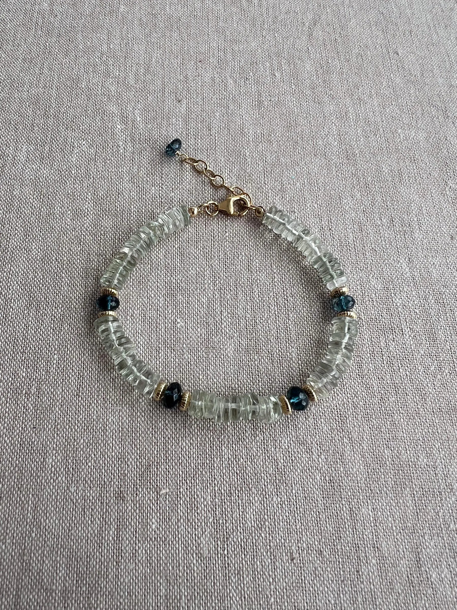 Prasiolite Bracelet with London Blue Topaz Accents