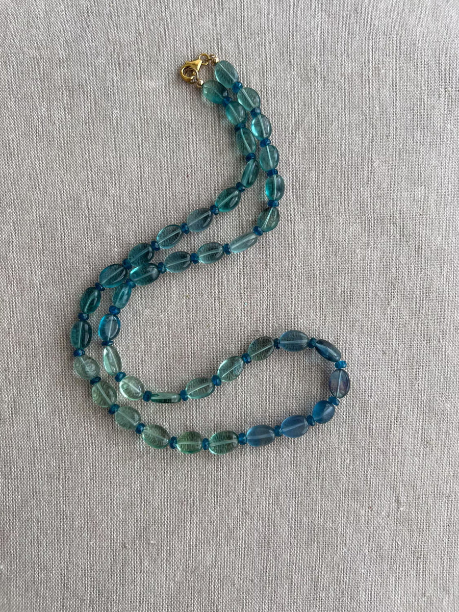 Fluorite Necklace, Swiss BlueTopaz Accents, Boho Gemstone Jewelry