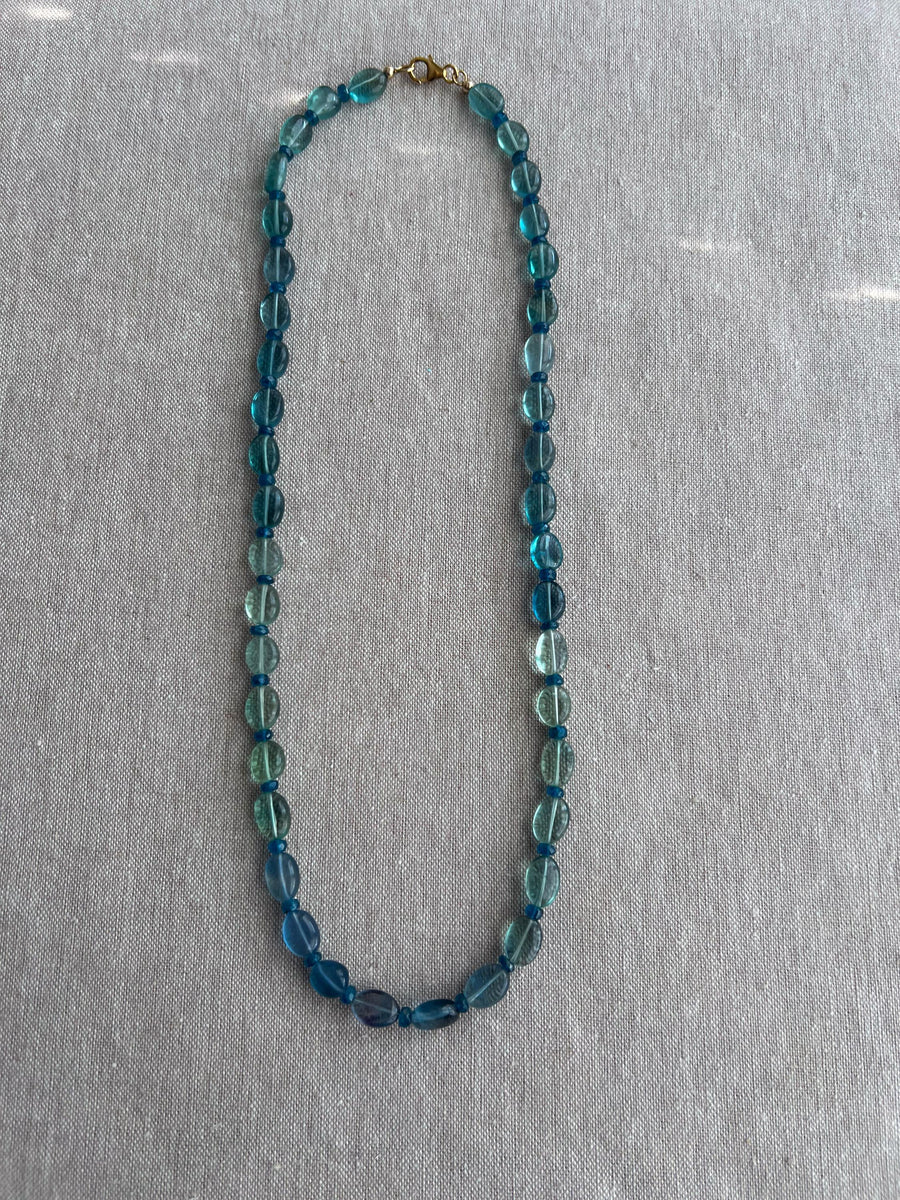 Fluorite Necklace, Swiss BlueTopaz Accents, Boho Gemstone Jewelry