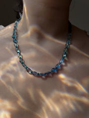 Fluorite Necklace, Swiss BlueTopaz Accents, Boho Gemstone Jewelry