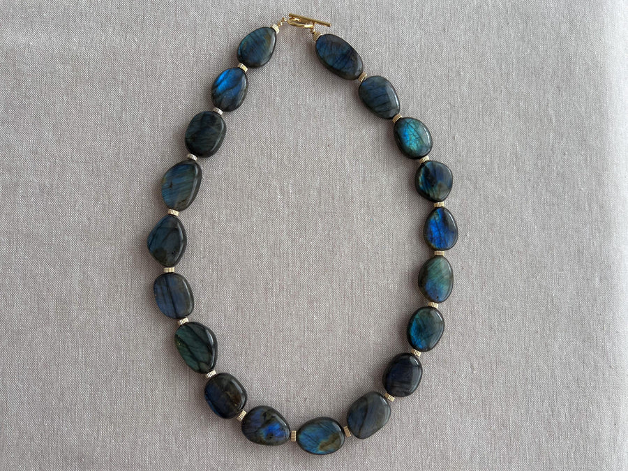 Labradorite Necklace with Gold Accents
