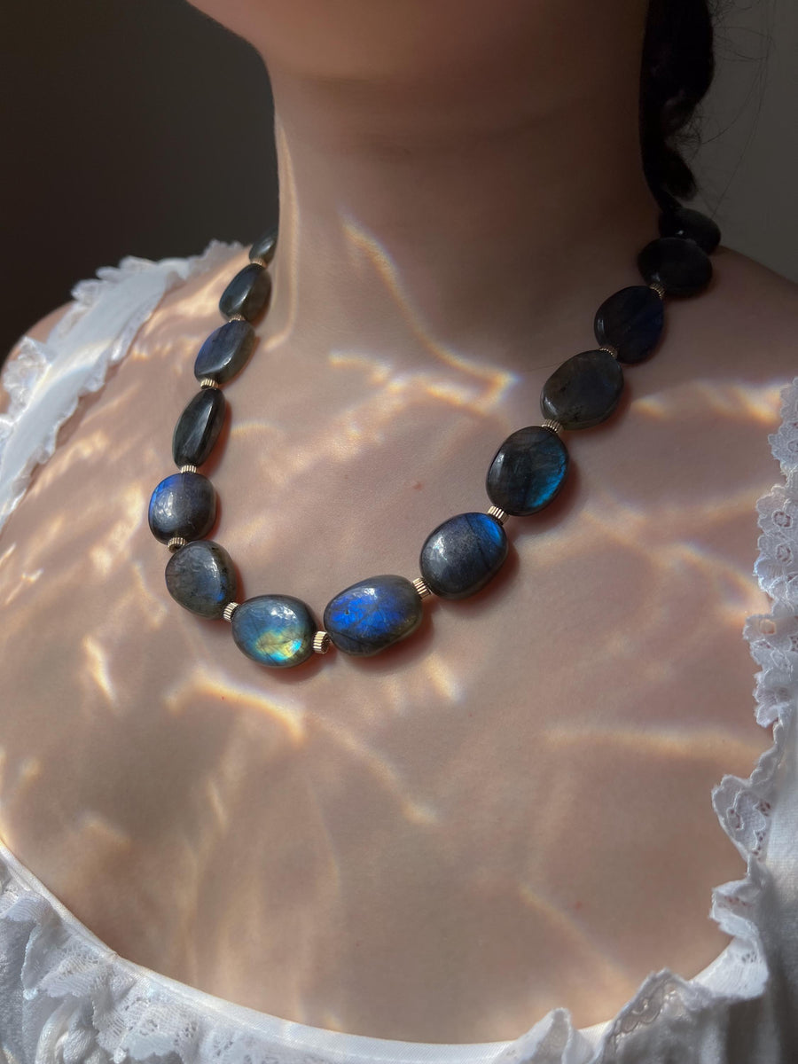 Labradorite Necklace with Gold Accents