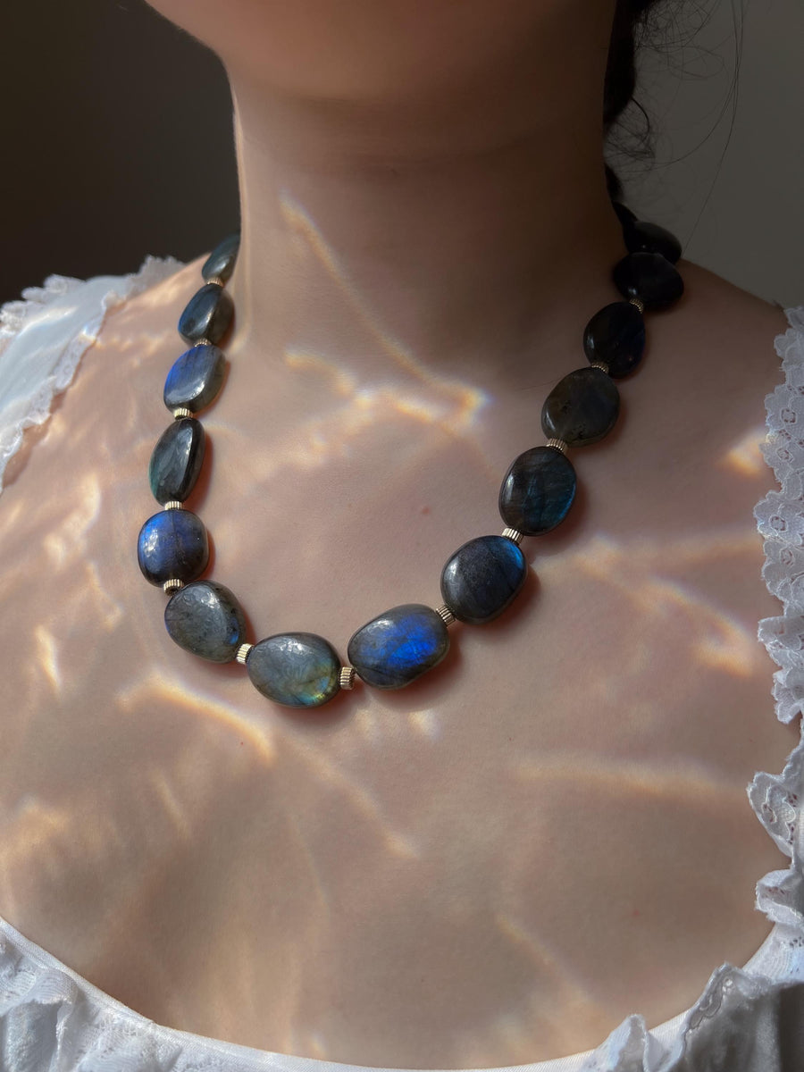 Labradorite Necklace with Gold Accents