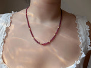 Rhodolite Garnet Necklace: 14k Gold Accents, Hand Knotted Gemstone Necklace