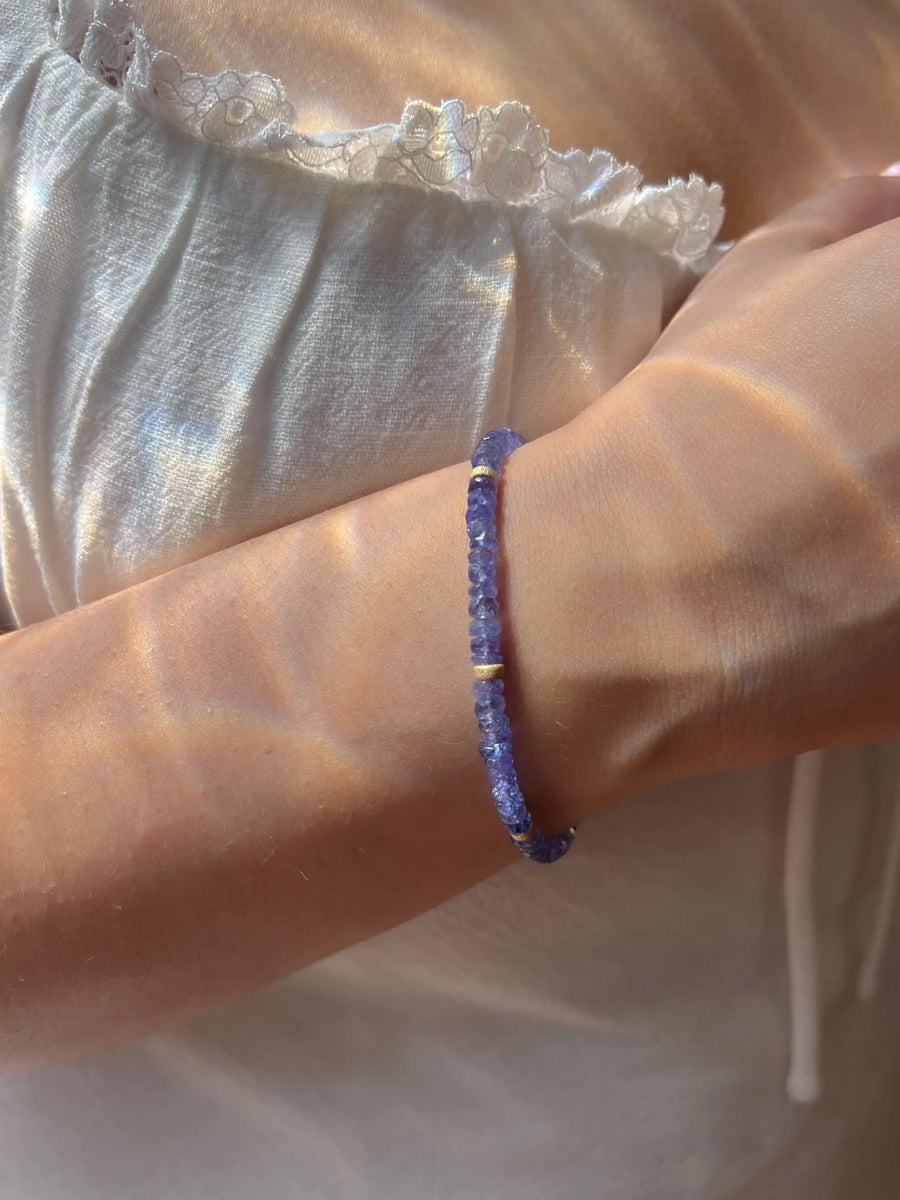 Tanzanite Bracelet: 14k Gold Filled Accents, Dainty Gemstone Boho Jewelry