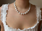 Coin Pearl Necklace: 14k Gold Filled Accents, Freshwater Pearls, High Luster
